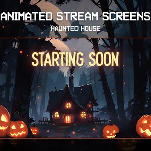 Animated Halloween Twitch Stream Screens | Haunted House Pumpkins | Starting Soon | Twitch Overlay Horror | Animated Background | Vtuber