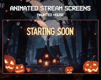 Animated Halloween Twitch Stream Screens | Haunted House Pumpkins | Starting Soon | Twitch Overlay Horror | Animated Background | Vtuber