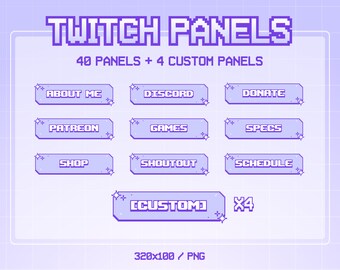 パステル Twitch パネル | 40 パネル | カスタム Twitch パネル | ピンク ピクセル パネル | Twitch オーバーレイ ピンク | ビット パネル | Twitch アセット | Vtuber