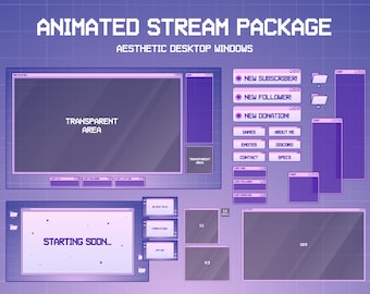 Animated Cozy Twitch Overlay Stream Package | Aesthetic Desktop Windows | Twitch Overlay Pink | Animated Background | Minimalistic | Vtuber