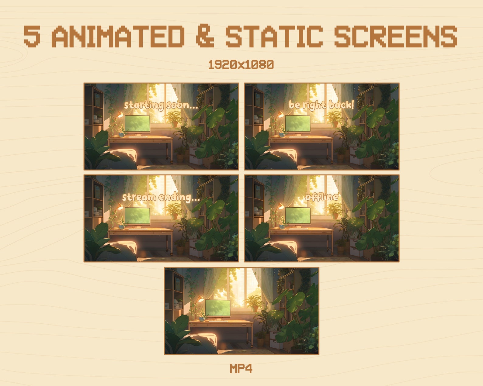 Animated Cozy Twitch Stream Screens | Cottagecore Twitch Screens ...