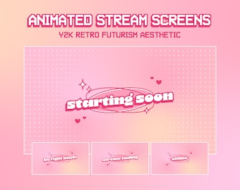 Animated Twitch Stream Screens | Twitch Overlay Pink | Y2K Retro Aesthetic | Retro Twitch Overlay | Animated Background | Vtuber