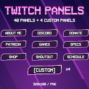 Futuristische Neon Twitch Panels | 40 Panels | Twitch Panels | Lila Twitch Panels | Twitch Overlay Lila | Twitch-Assets | Vtuber