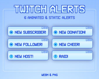 Animated Twitch Stream Alerts | Aesthetic Desktop Windows | Twitch Animated Alert | Twitch Alerts Blue | Vtuber | WEBM Format