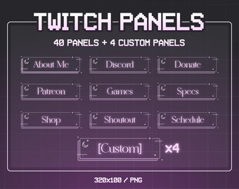 Cozy Twitch Panels | 40 Panels | Custom Twitch Panels | Purple Celestial Panels | Twitch Overlay Purple | Pink | Minimalistic | Vtuber