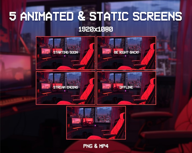 Animated Lofi Twitch Stream Screens | Lofi Streaming Setup | Game Room ...
