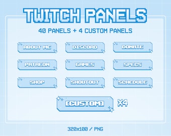 Pastel Twitch Panels | 40 Panels | Custom Twitch Panels | Green Pixel Panels | Twitch Overlay Green | Bit Panels | Twitch Assets | Vtuber