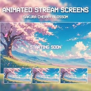 Animated Cozy Twitch Stream Screens | Sakura Cherry Blossom | Animated Twitch Screens | Twitch Overlay | Animated Background | Japanese