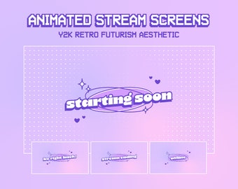 アニメーション Twitch ストリーム画面 | Twitch オーバーレイ ピンク | Y2K レトロ美学 | レトロ Twitch オーバーレイ | アニメーション背景 | Vtuber
