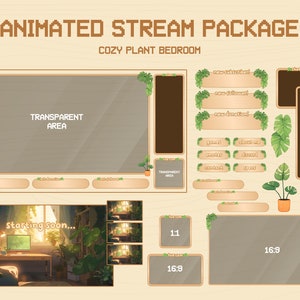 Animated Cozy Twitch Overlay Stream Package | Cozy Room | Cottagecore | Plant Bedroom | Twitch Chat Overlay | Twitch Webcam Overlay | Vtuber