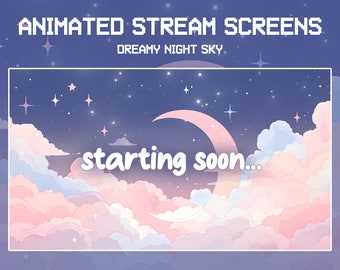 Animated Cozy Twitch Stream Screens | Dreamy Night Sky | Twitch Overlay Pink | Animated Background | Vtuber