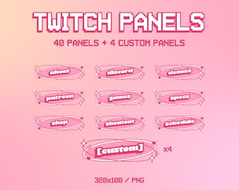 Cute Pink Twitch Panels | 40 Panels | Custom Twitch Panels | Y2K Retro Aesthetic Panels | Twitch Overlay Pink | Twitch Assets | Vtuber