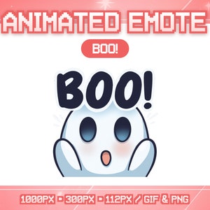 Animated Twitch Emote | Twitch & Discord | Cute Halloween Emote | Chibi Ghost | Kawaii | Boo! | Stream Emote | Ghost Twitch Emote