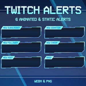 Animated Twitch Stream Alerts | Futuristic Neon Twitch Alerts | Twitch Animated Alert | Twitch Alerts Blue | Vtuber | WEBM Format