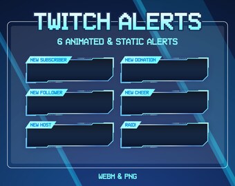 Animated Twitch Stream Alerts | Futuristic Neon Twitch Alerts | Twitch Animated Alert | Twitch Alerts Blue | Vtuber | WEBM Format
