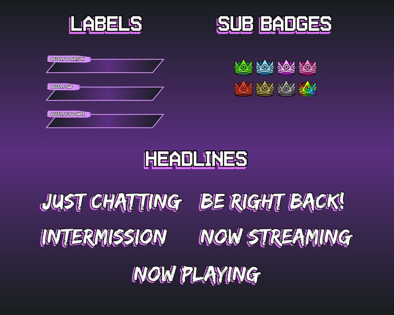 Recent Sub Animated Twitch Overlay Stream Package | Twitch Overlay Purple | Twitch ...