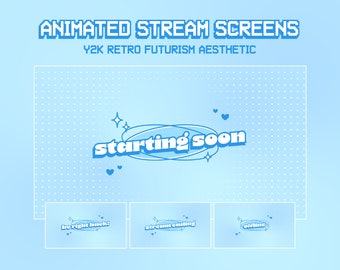 Animated Twitch Stream Screens | Twitch Overlay Blue | Y2K Retro Aesthetic | Retro Twitch Overlay | Animated Background | Vtuber