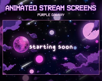 Animated Lofi Twitch Stream Screens | Purple Galaxy and Stars | Purple Celestial | Animated Background | Vtuber