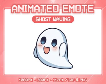 Animated Twitch Emote | Twitch & Discord | Cute Halloween Emote | Chibi Ghost | Kawaii | Ghost Waving | Stream Emote | Ghost Twitch Emote