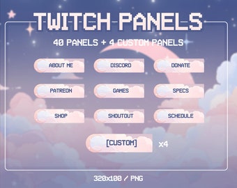 Cozy Twitch Panels | 40 Panels | Custom Twitch Panels | Dreamy Night Sky | Twitch Overlay Pink | Minimalistic | Vtuber