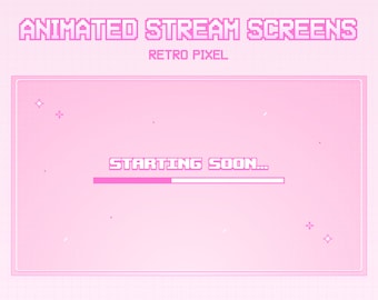 Animated Cozy Twitch Stream Screens | Retro Pixel Pink | Twitch Overlay Pink | Starting Soon | Animated Background | Vtuber