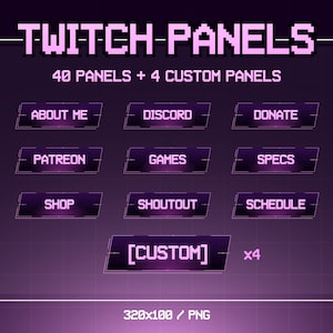 Neon Twitch Panels | 40 Panels | Twitch Panels | Lila Twitch Panels | Twitch Overlay Lila | Twitch-Assets | Vtuber