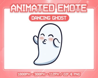 Animated Twitch Emote | Twitch & Discord | Cute Halloween Emote | Chibi Ghost | Kawaii | Dancing Ghost | Stream Emote | Ghost Twitch Emote