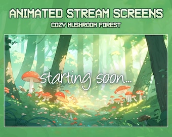 Animated Cozy Twitch Stream Screens | Cozy Mushroom Forest | Animated Background | Vtuber