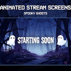 Animated Halloween Twitch Stream Screens | Spooky Ghosts | Starting Soon | Twitch Overlay Blue | Animated Background | Vtuber