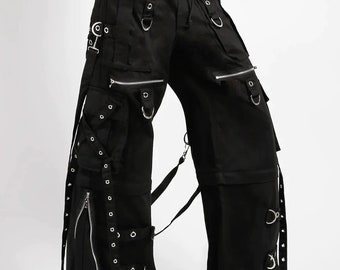 customize HANDMADE Fashion Gothic Pant Cyber Chain Goth Jeans Punk Rock Black Gothic Vintage Cotton Gens Trouser Pant