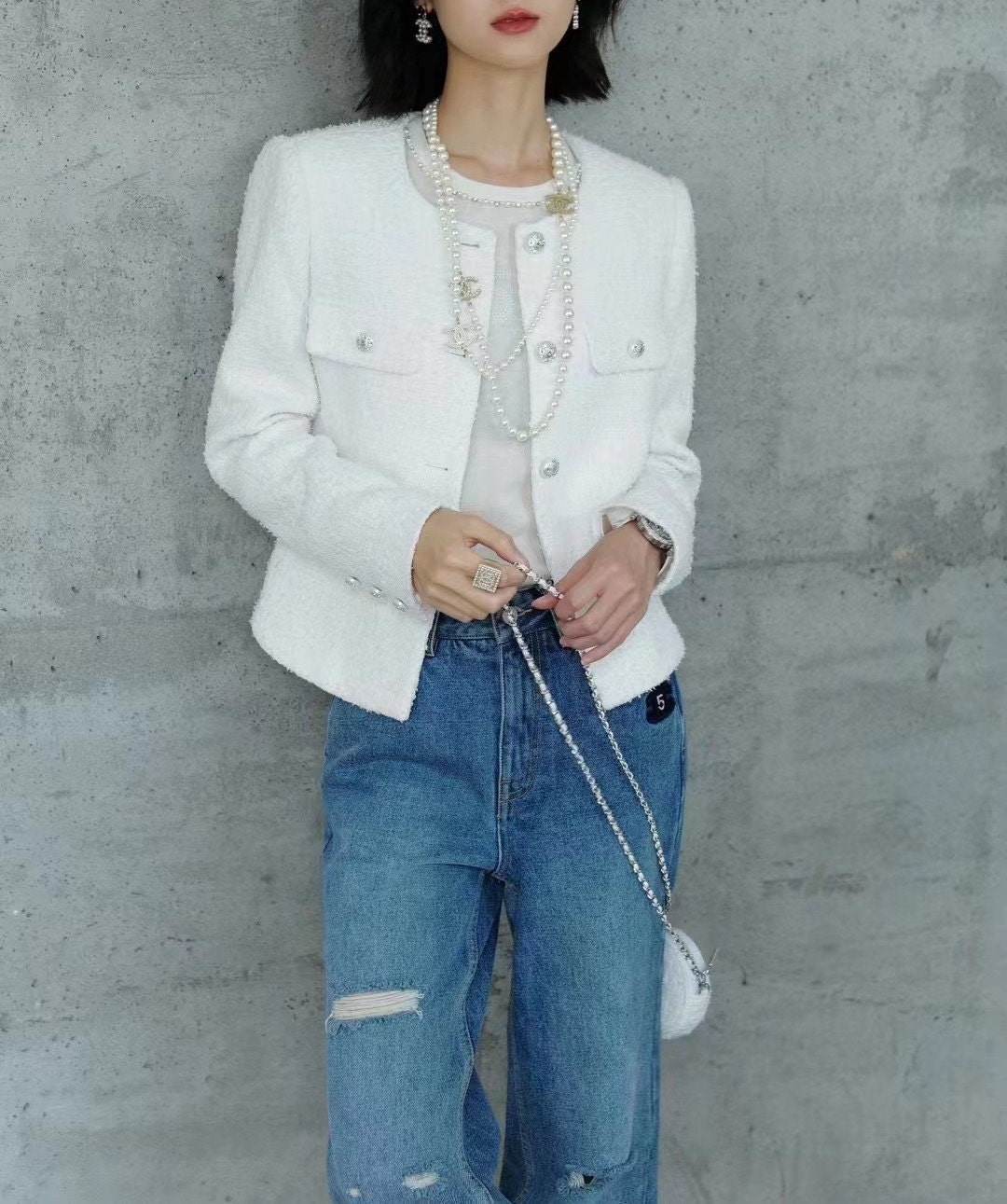 Women's White Tweed Jacket Autumn/fall Winter - Etsy