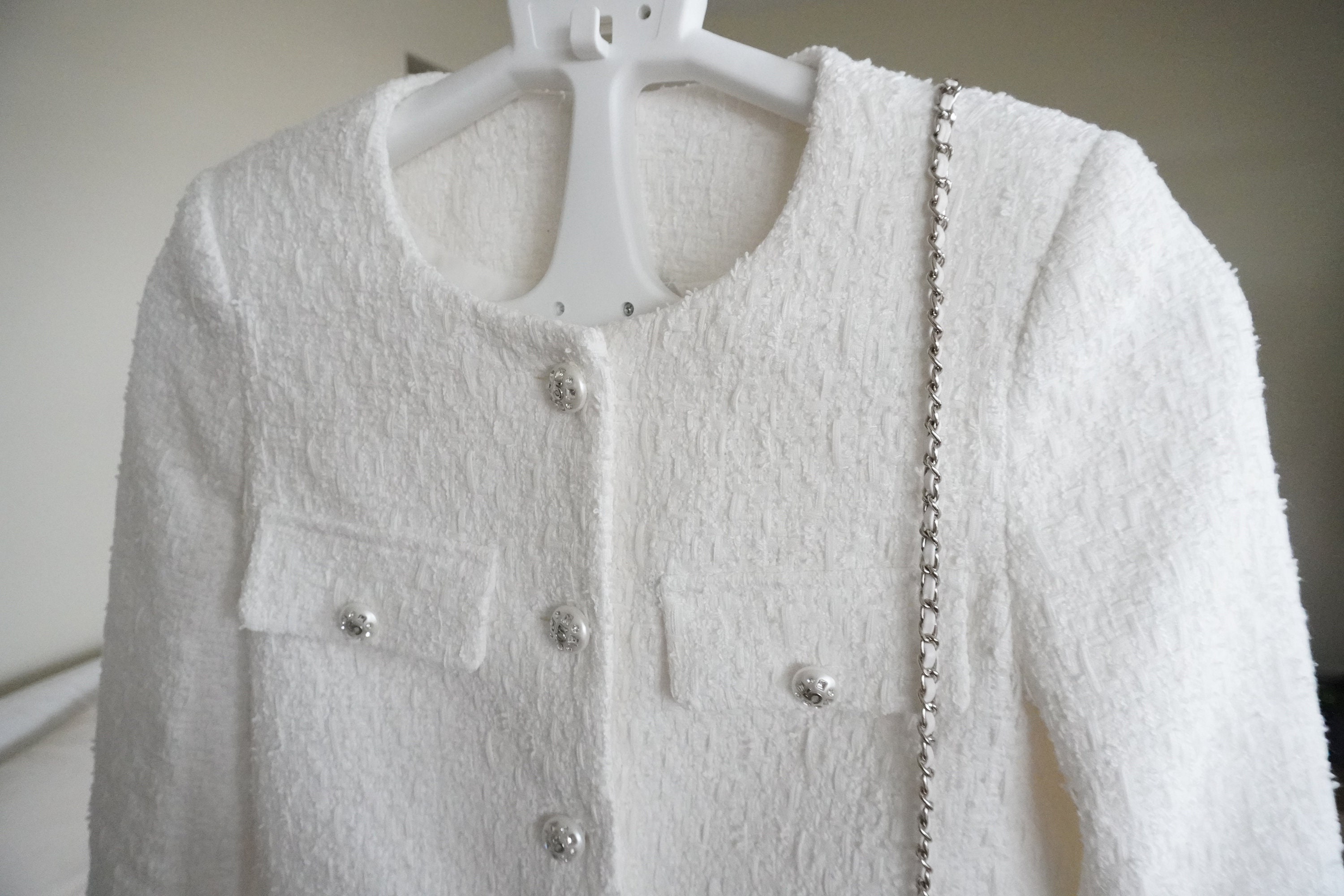 Women's White Tweed Jacket Autumn/fall Winter - Etsy