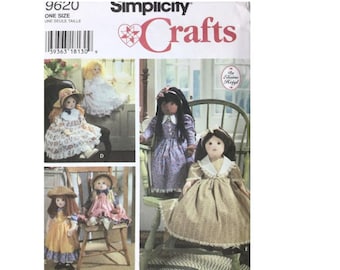 Simplicity 9620 Dolls and Dresses,Prairie Styles, With Lace, And Ruffles, Size 25&quot; - PDF Pattern