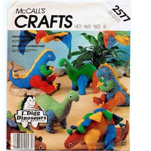 McCall's 2577 Prehistoric Pets - 4 Toy Dinosaurs - PDF Pattern