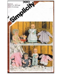 Simplicity 5615 - Med 15&quot;-16&quot; - Dolls Sewing Pattern for Baby Dolls - Full wardrobe