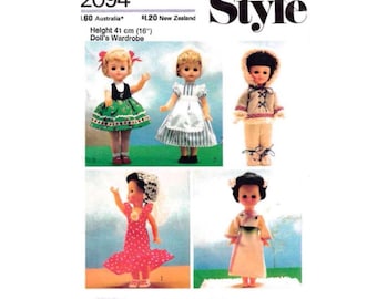 Style 2094   International Doll Clothes Pattern 16" - PDF Pattern