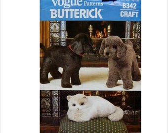 Vogue 8342 Stuffed Dog  And Cat - PDF Pattern