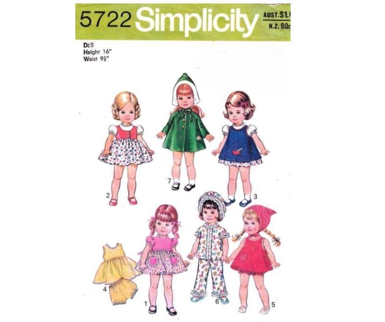 Simplicity 5722 - 16" Doll Pattern - PDF