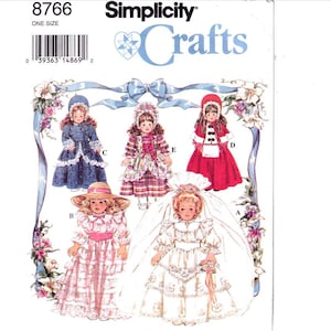 Simplicity 8766 ドレス 16 & 18 インチ人形 - PDF パターン