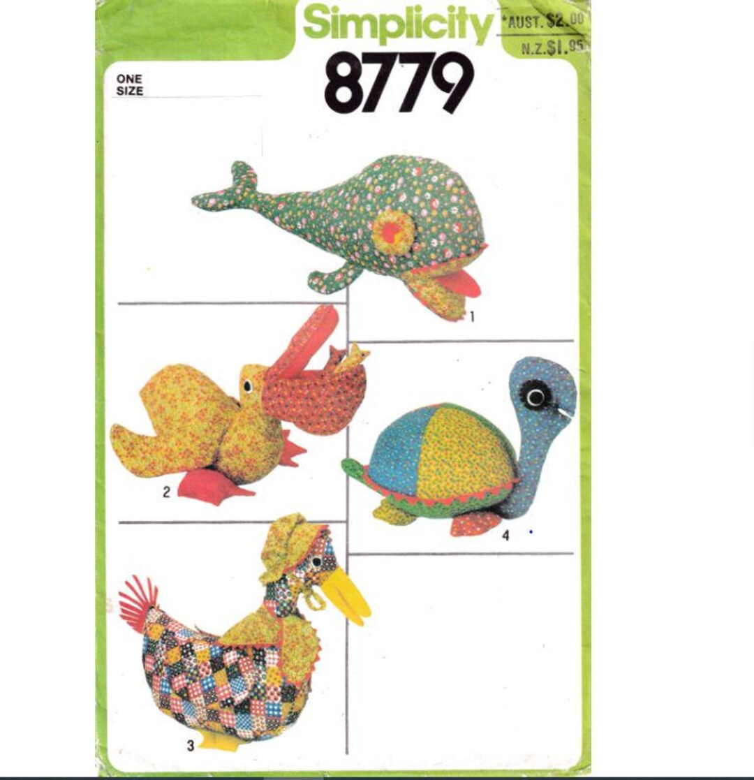 Simplicity 8779 - Stuffed Toy PDF Pattern - Etsy