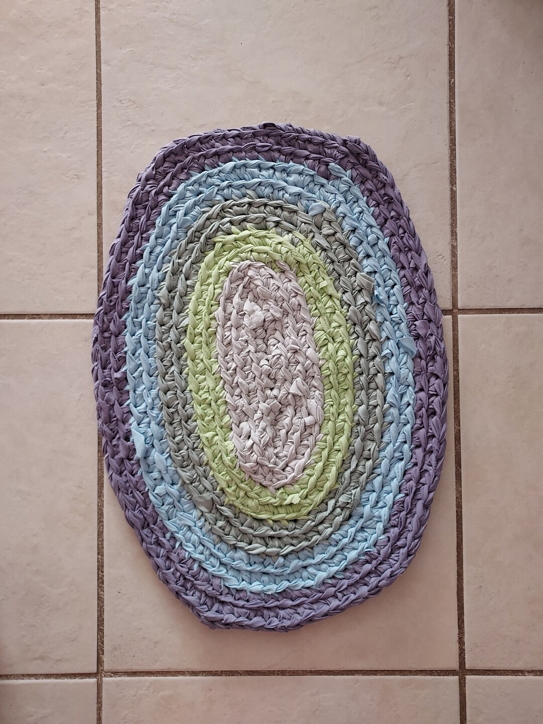 Handmade Oval Rag Rug. Beautiful Colorful Round Handcrocheted Rug. Etsy