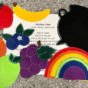 Rainbow Stew Felt Story/ Circle Time/ Preschool/ ECE/ Flannel Board/ Flannel Story