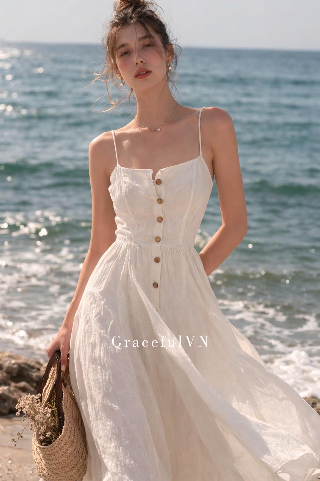 Summer Beach Linen Dress Linen Daily Wear Linen Elegant Outfit Dress ...