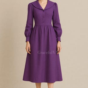 Long Sleeve With Pocket Dress Elegant Linen Dress Vintage Dress Linen Dress Wedding Dress Linen Dress for Women Custom Dress Gifts For Her