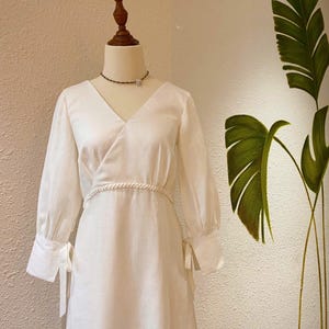 White Linen Dress Long Sleeves Linen Dress Maxi linen Dress for Women Wedding Guest Dress Organic Natural Linen Wedding Dress Custom Size