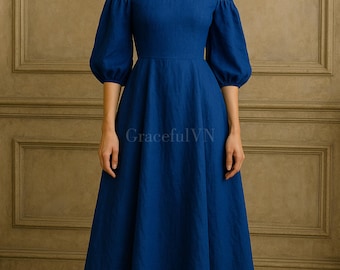 Off Shoulder Wedding Dress Natural Fabric Linen Dress With Pockets Custom Dress Bridemaid Dress Wedding Dress Linen Dress for Women Wedding
