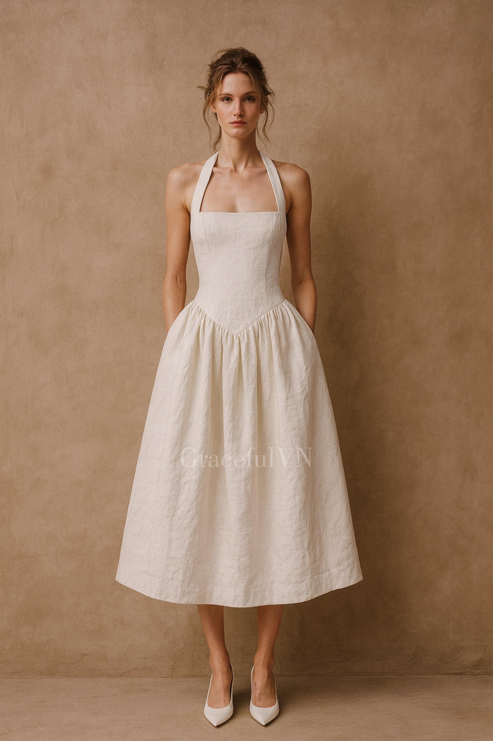 tawny bridesmaid dresses A-Line Sweep-Brush Train Chiffon Bridesmaid Dress COCOMELODY CB0478, Soft Blush main image 1