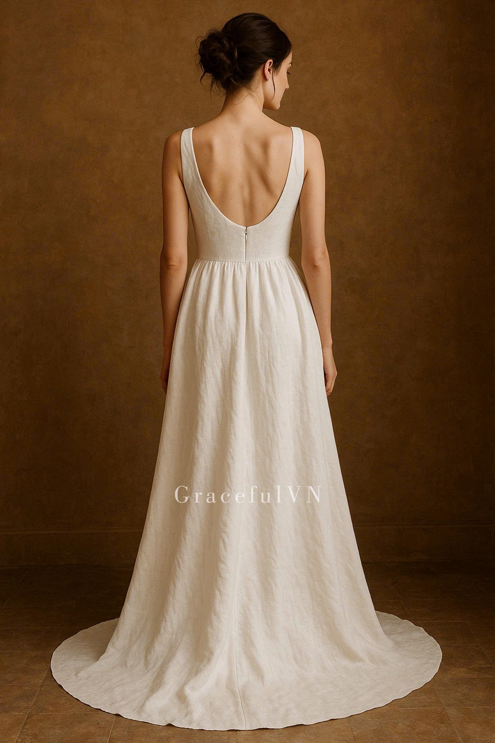 Bridemaid Linen Dress Natural Bridal Linen Dress Vintage Style Wedding Gown Long Linen Wedding Dress Natural Fabric Linen Dress Custom Dress