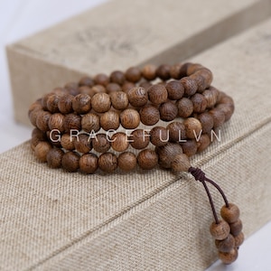 Vietnam Agarwood Bracelet with 108 Beads Agarwood Bracelet Natural Agarwood Round Bracelet Feng shui Bracelet Bracelet Agarwood Jewelry