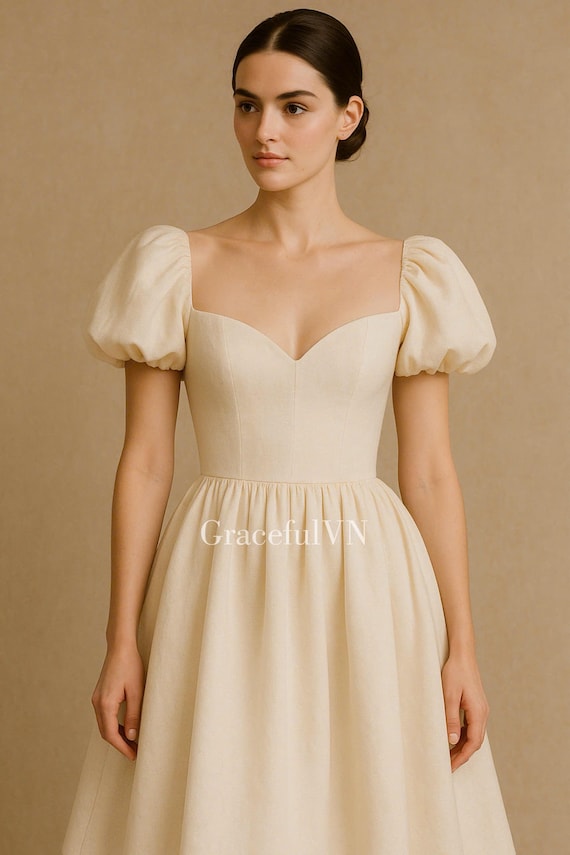 linen pocket retro dress Vintage Dress - Linen Dress